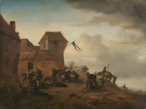 Peasants Fighting near a Village by Philips Wouwerman Oil Painting
