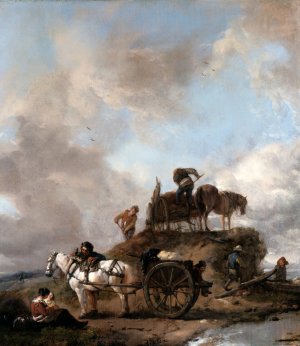 Peasants in the Fields- Hay Harvest by Philips Wouwerman Oil Painting