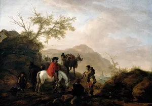 Scene on a Rocky Road by Philips Wouwerman - Oil Painting Reproduction