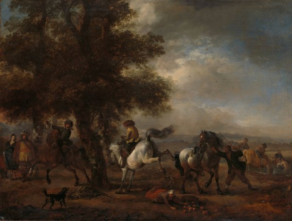 Main Product Photo of The Bucking Grey  Painting by Philips Wouwerman