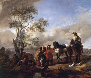The Halt at a Gypsy Camp by Philips Wouwerman Oil Painting