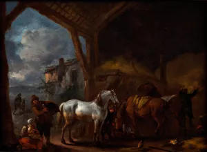 The Stable by Philips Wouwerman Oil Painting