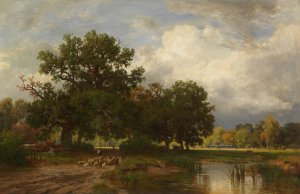 Sommerliche Landschaft mit Schafherde by Phillip Roth Oil Painting