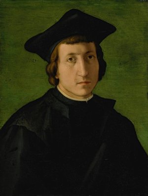 Portrait of a man in a black hat by Pier Francesco Foschi Oil Painting