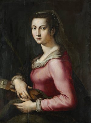 Portrait of a Woman as Saint Catherine by Pier Francesco Foschi Oil Painting