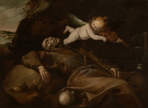 Saint Francis Comforted by an Angel by Pier Francesco Mazzucchelli Oil Painting