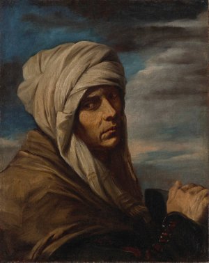 A man wearing a turban by Pier Francesco Mola Oil Painting