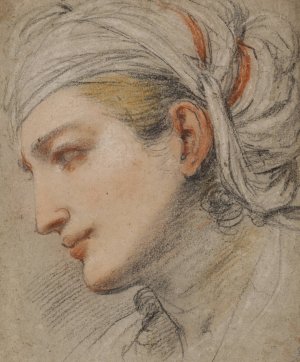 Head of a young woman with a headcloth, in profile to the left by Pier Francesco Mola Oil Painting