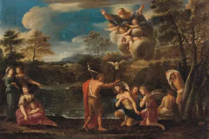The Baptism Of Christ by Pier Francesco Mola Oil Painting