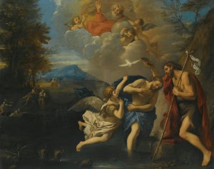 The Baptism Of Christ by Pier Francesco Mola Oil Painting