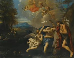 The Baptism Of Christ by Pier Francesco Mola Oil Painting