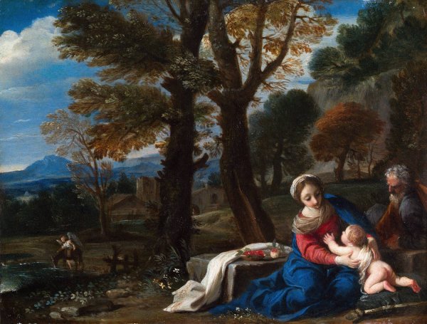 Main Product Photo of The Rest on the Flight into Egypt Painting by Pier Francesco Mola