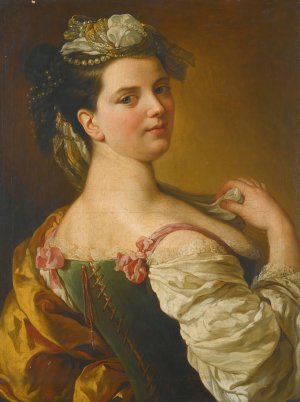 Portrait Of A Young Girl As A Shepherdess by Pier Leone Ghezzi Oil Painting