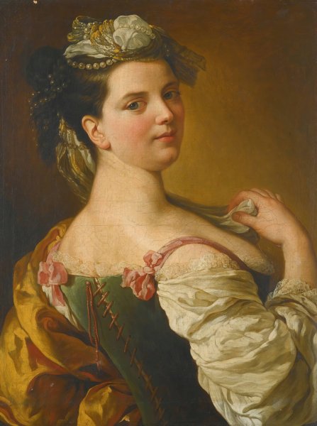 Main Product Photo of Portrait Of A Young Girl As A Shepherdess Painting by Pier Leone Ghezzi