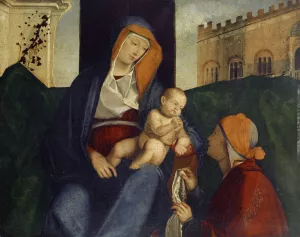 The Virgin with the Child and a Believer by Pier Maria Pennacchi Oil Painting