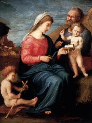 Holy Family with the Young St John the Baptist painting by Piero Di Cosimo