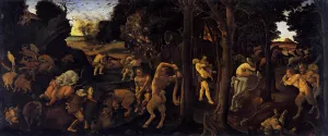 Hunting Scene Oil painting by Piero Di Cosimo