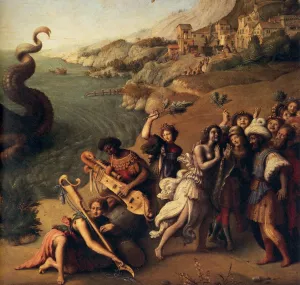 Perseus Frees Andromeda Detail Oil painting by Piero Di Cosimo