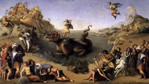 Perseus Frees Andromeda painting by Piero Di Cosimo