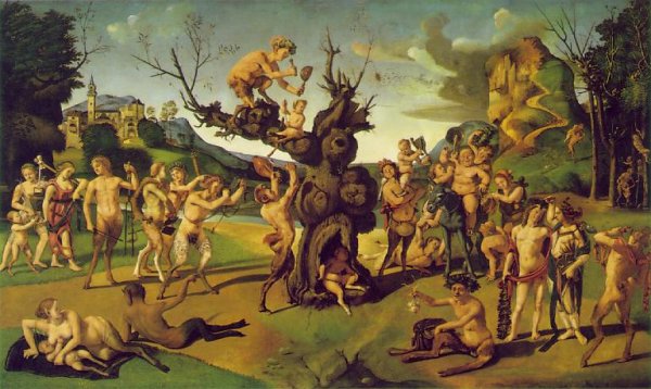 Main Product Photo of The Discovery of Honey Painting by Piero Di Cosimo
