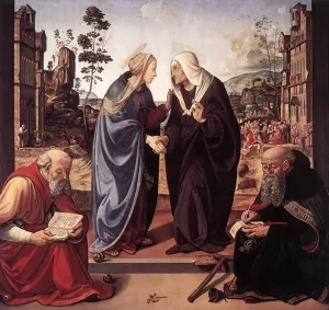 The Visitation with Sts Nicholas and Anthony by Piero Di Cosimo - Oil Painting Reproduction