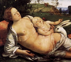 Venus, Mars, and Cupid Detail Oil painting by Piero Di Cosimo