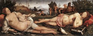 Venus, Mars, and Cupid by Piero Di Cosimo Oil Painting
