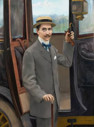 A Young Man By A Carriage Oil painting by Pierre Andre Brouillet