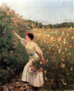 Picking Flowers Oil painting by Pierre Andre Brouillet