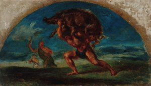 Hercule et le Sanglier d'Erymanthe, d'apres Delacroix by Pierre Andrieu Oil Painting