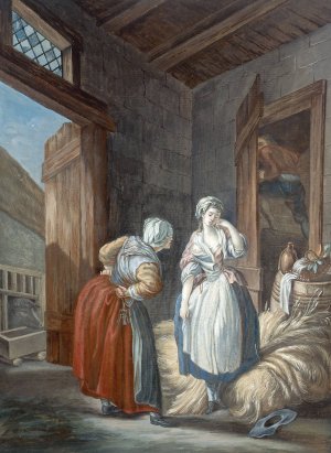 La Paysanne querellee par sa mere by Pierre-Antoine Baudouin Oil Painting