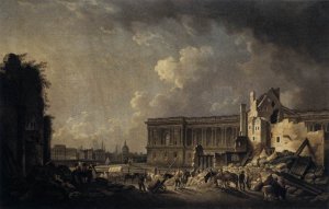 Clearing the Area in front of the Louvre Colonnade by Pierre-Antoine De Machy Oil Painting