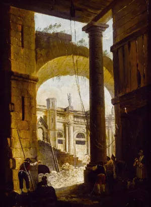 Demolition d'un edifice composite by Pierre-Antoine Demachy Oil Painting
