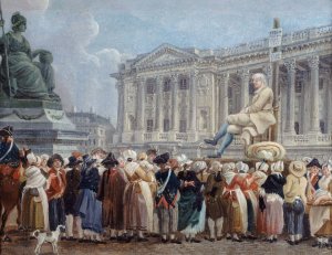 Exposition de Pierre Nicolas Perrin sur la place de la Revolution, le 29 vendemiaire, an II by Pierre-Antoine Demachy Oil Painting