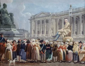 Exposition de Pierre Nicolas Perrin sur la place de la Revolution, le 29 vendemiaire, an II by Pierre-Antoine Demachy Oil Painting