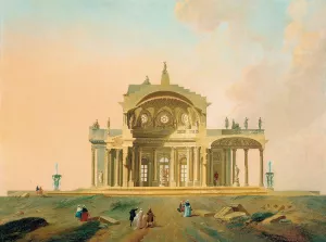 Fantastical Architectural Study With Figures by Pierre-Antoine Demachy Oil Painting