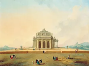 Fantastical Architectural Study With Figures by Pierre-Antoine Demachy Oil Painting