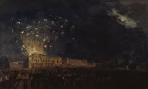 Feu d'artifice tire a l'occasion de la naissance du Duc de Normandie by Pierre-Antoine Demachy Oil Painting