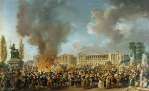 La fete de l'Unite et de la Reunion, sur la place de la Revolution by Pierre-Antoine Demachy Oil Painting