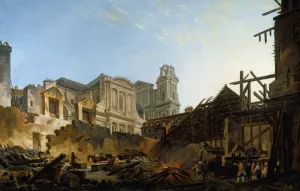 La foire Saint-Germain apres l'incendie de la nuit du 16 au 17 mars 1762 by Pierre-Antoine Demachy Oil Painting