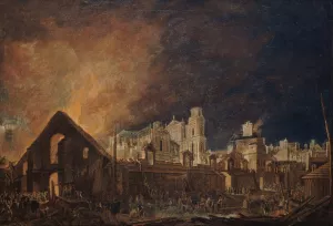 La Foire Saint-Germain pendant l'incendie by Pierre-Antoine Demachy Oil Painting