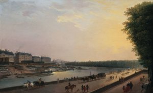La Seine a la Grenouillere ; vue prise de la terrasse du bord de l'eau aux Tuileries by Pierre-Antoine Demachy Oil Painting