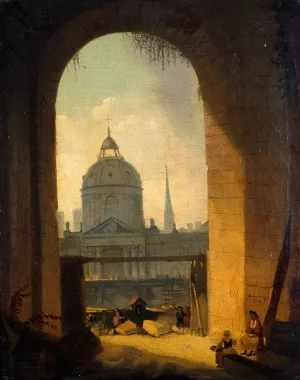 Le college des Quatres-Nations, vu de l'entree de la cour carree du Louvre by Pierre-Antoine Demachy Oil Painting