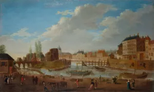 L'ile Louviers et la Pointe de l'ile Saint-Louis, vues du port Saint-Paul by Pierre-Antoine Demachy Oil Painting