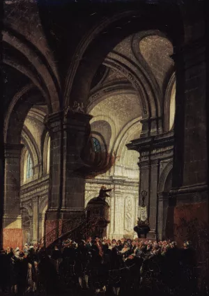 Sermon D'un Capucin Dans L'eglise Saint-Roch by Pierre-Antoine Demachy Oil Painting
