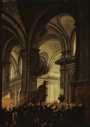 Sermon d'un capucin dans l'eglise Saint-Roch by Pierre-Antoine Demachy Oil Painting
