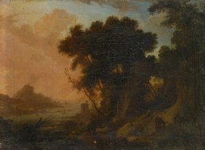 Landscape with Hermit by Pierre Antoine Patel The Younger Oil Painting