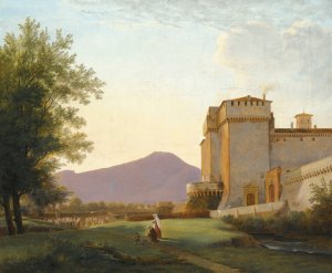 A View Of The Abbey Of Grottaferrata by Pierre-Athanase Chauvin Oil Painting