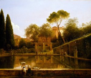 View Of The Gardens Of The Villa D'este, Tivoli by Pierre-Athanase Chauvin Oil Painting