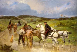 Changing Horses by Pierre Auguste Brunet-Houard - Oil Painting Reproduction